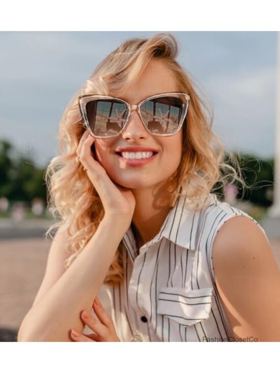 Retro Cat Eye Polarized Sunglasses for Women Trendy Oversized Sun Glasses main image 4